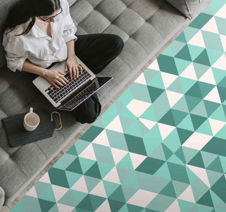 Turquoise triangular shades living room vinyl rug - TenStickers