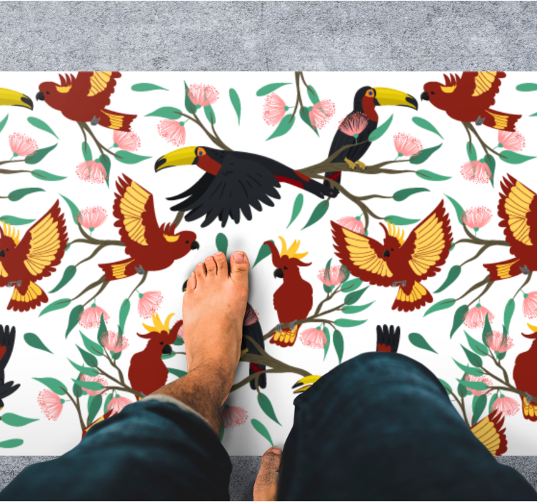 Tropical Birds Delight nature vinyl rug - TenStickers