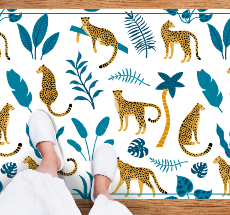 Tropical Leopard Pattern nursery vinyl rug - TenStickers