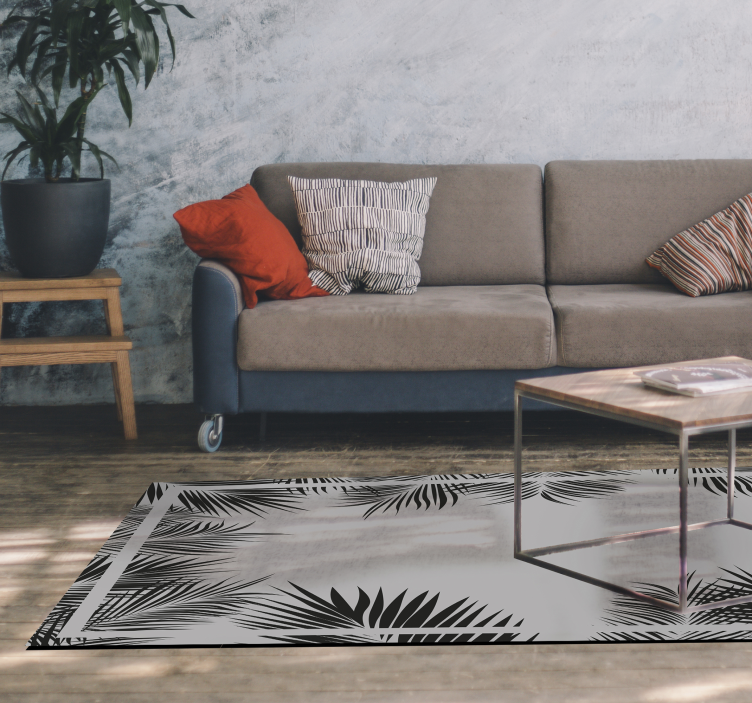 Tropical Palm Silhouette floral vinyl rug - TenStickers