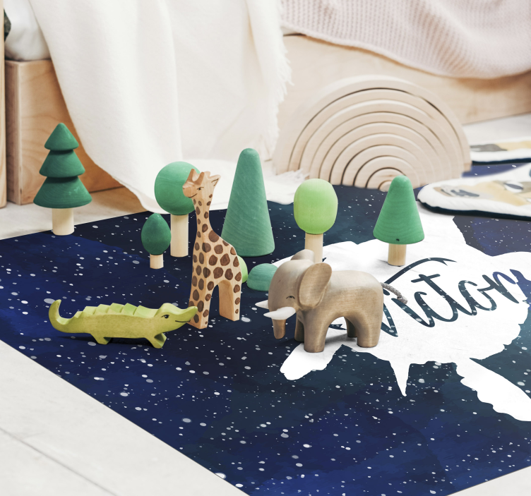 Turtle in the galaxy with name animal vinyl rug - TenStickers
