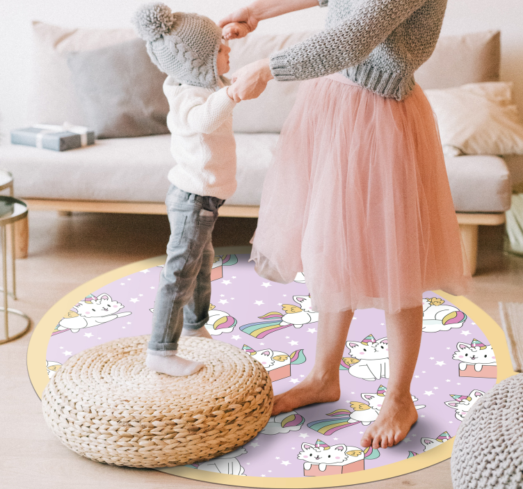 Unicorn Cat Adventure kids vinyl rug - TenStickers