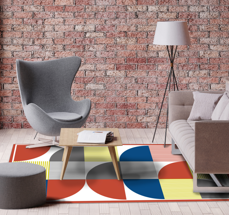 Vibrant abstract figures geometric vinyl rug - TenStickers