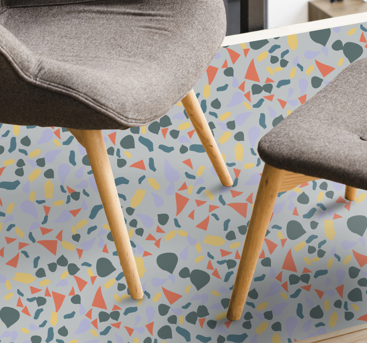 Vibrant abstract forms marble vinyl rug - TenStickers