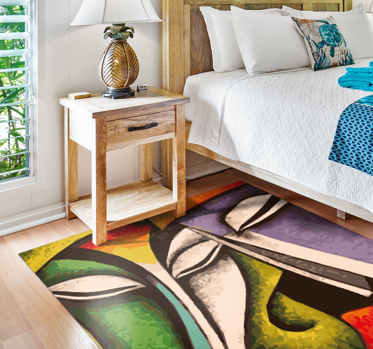 Vibrant Abstract Portraits bedroom vinyl rug - TenStickers