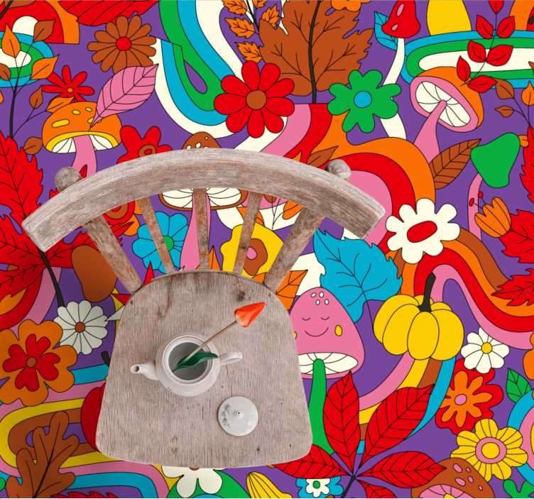 Vibrant botanical arrangement floral vinyl rug - TenStickers