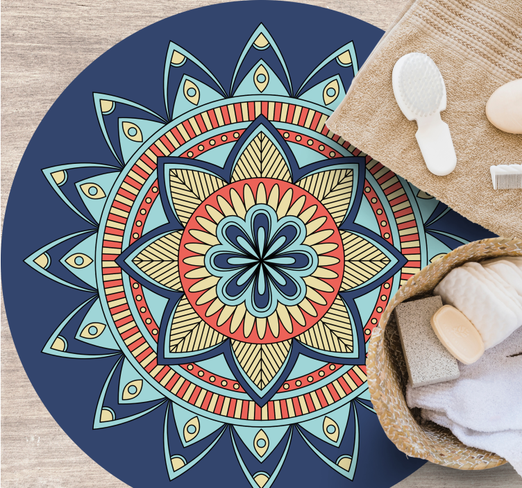 Blue vibrant shades mandala vinyl rug - TenStickers