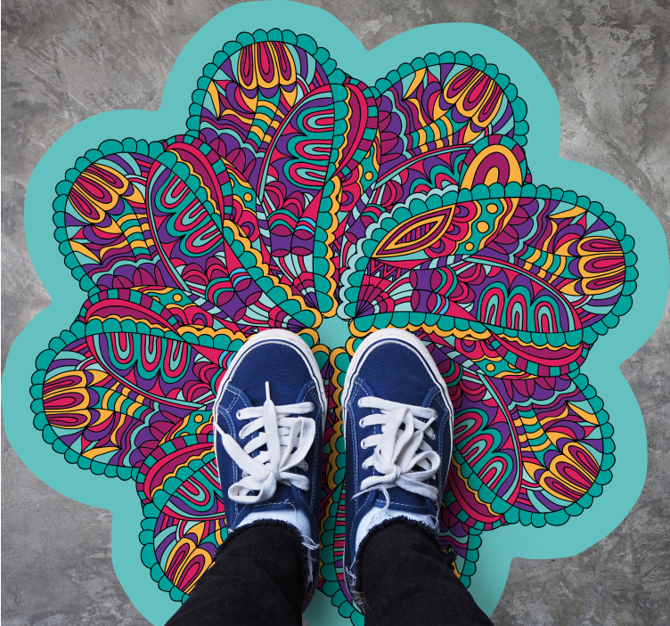 Vibrant colorful motif mandala vinyl rug - TenStickers