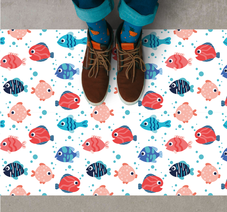 Vibrant Fish Motifs kids vinyl rug - TenStickers