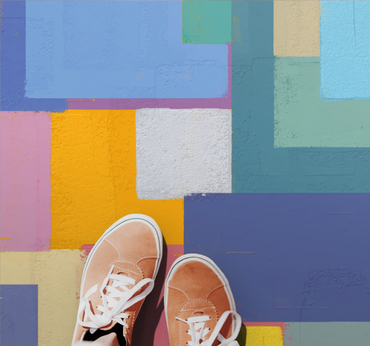 Vibrant geometric cubes geometric vinyl rug - TenStickers