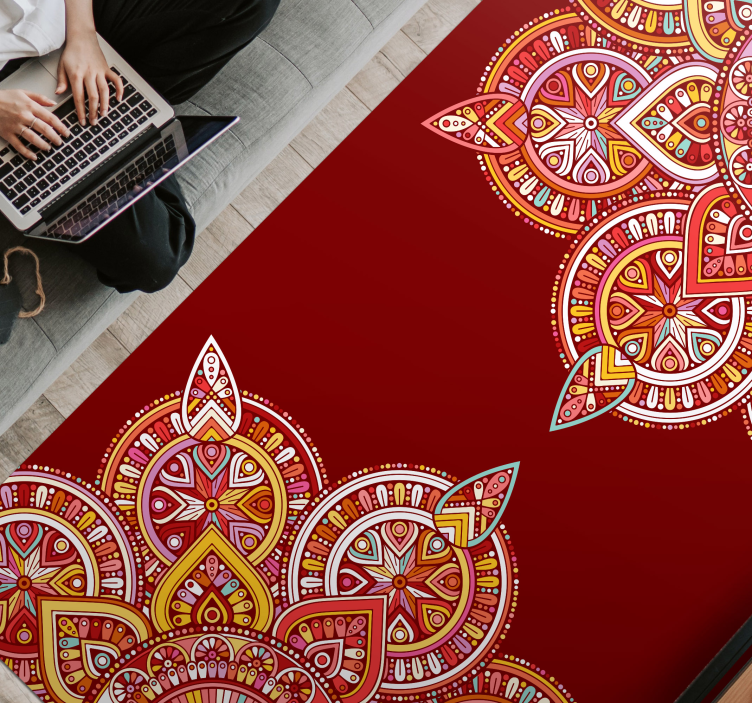 Vibrant Geometric Motifs mandala vinyl rug - TenStickers