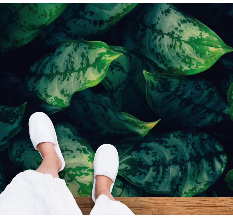 Vibrant Green Leaves nature vinyl rug - TenStickers