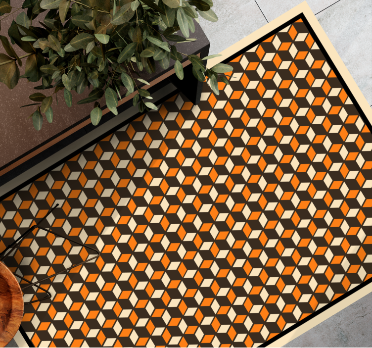 Vibrant Hexagonal Shapes geometric vinyl rug - TenStickers