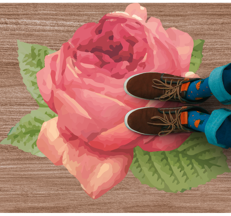 Vibrant Rose Blossom floral vinyl rug - TenStickers
