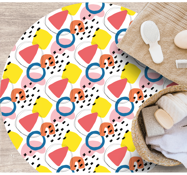Vibrant Shape Arrangements minimal vinyl rug - TenStickers