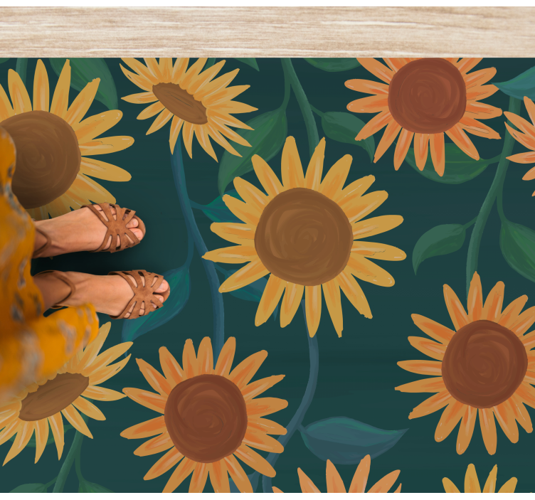 Vintage sunflower pattern floral vinyl rug - TenStickers