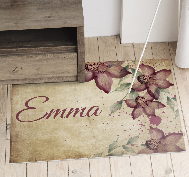 vintage florid orchid vinyl rug with name - TenStickers