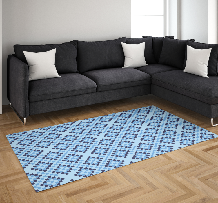 Vinyl rug geometric Blue Squares - TenStickers