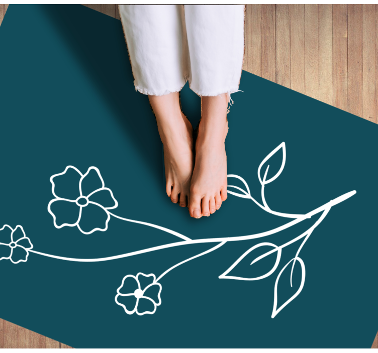 Vibrant Floral Stem floral vinyl rug - TenStickers