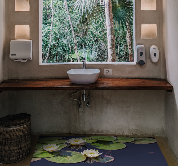 Water Lily Emblem floral vinyl rug - TenStickers