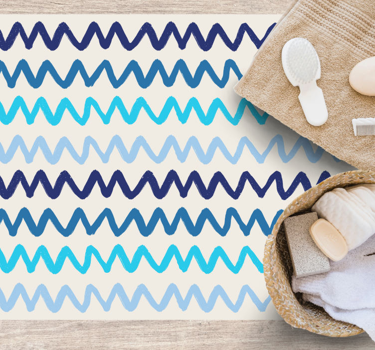 Wavy Stripe Patterns bathroom vinyl rug - TenStickers