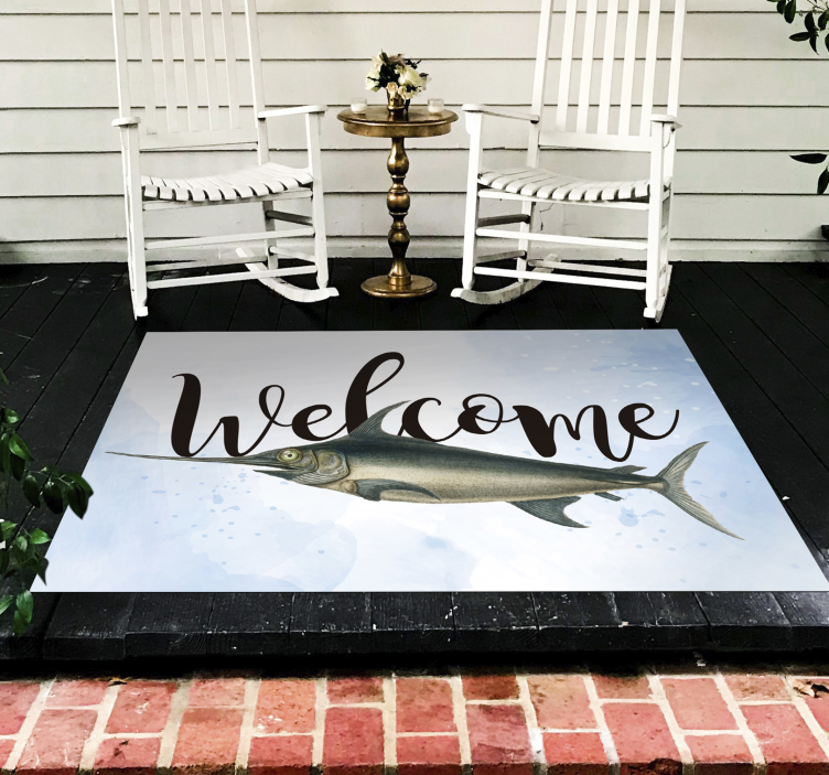 Welcome Fish Illustration custom rug - TenStickers