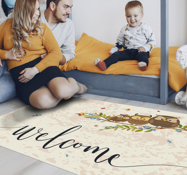 Welcoming Owls Graphic animal vinyl rug - TenStickers