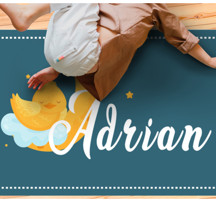 Sleeping duck with name kids vinyl rug - TenStickers