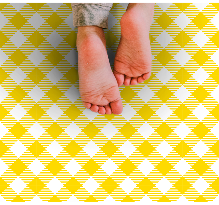 White and yellow plaid pattern square vinyl rug - TenStickers