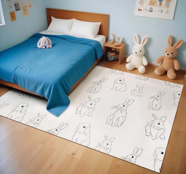 White bunnies white  vinyl rug - TenStickers