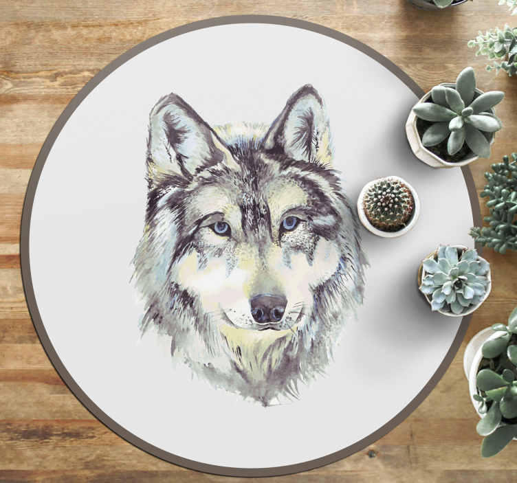 Wolf Illustration animal vinyl rug - TenStickers