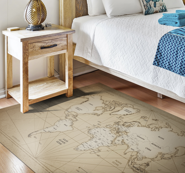 World Map Art bedroom vinyl rug - TenStickers