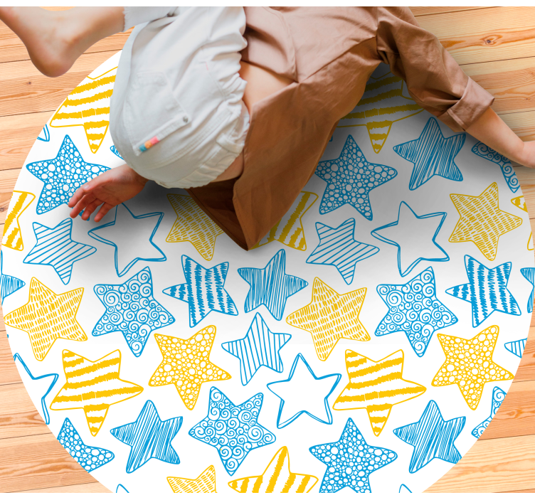 Yellow and blue design star vinyl rug - TenStickers