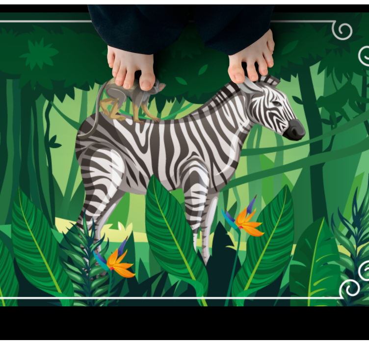 Zebra and monkey animal vinyl rug - TenStickers