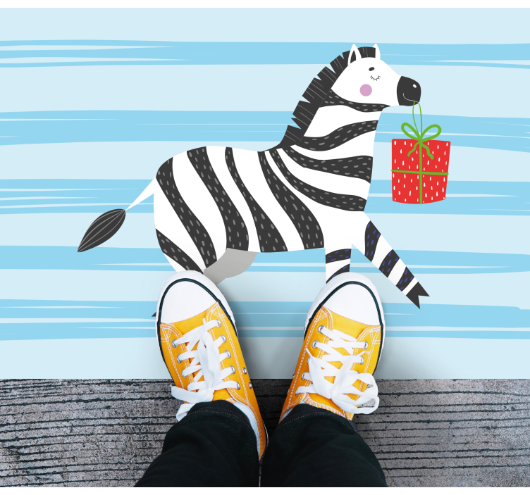 Zebra with gift animal vinyl rug - TenStickers
