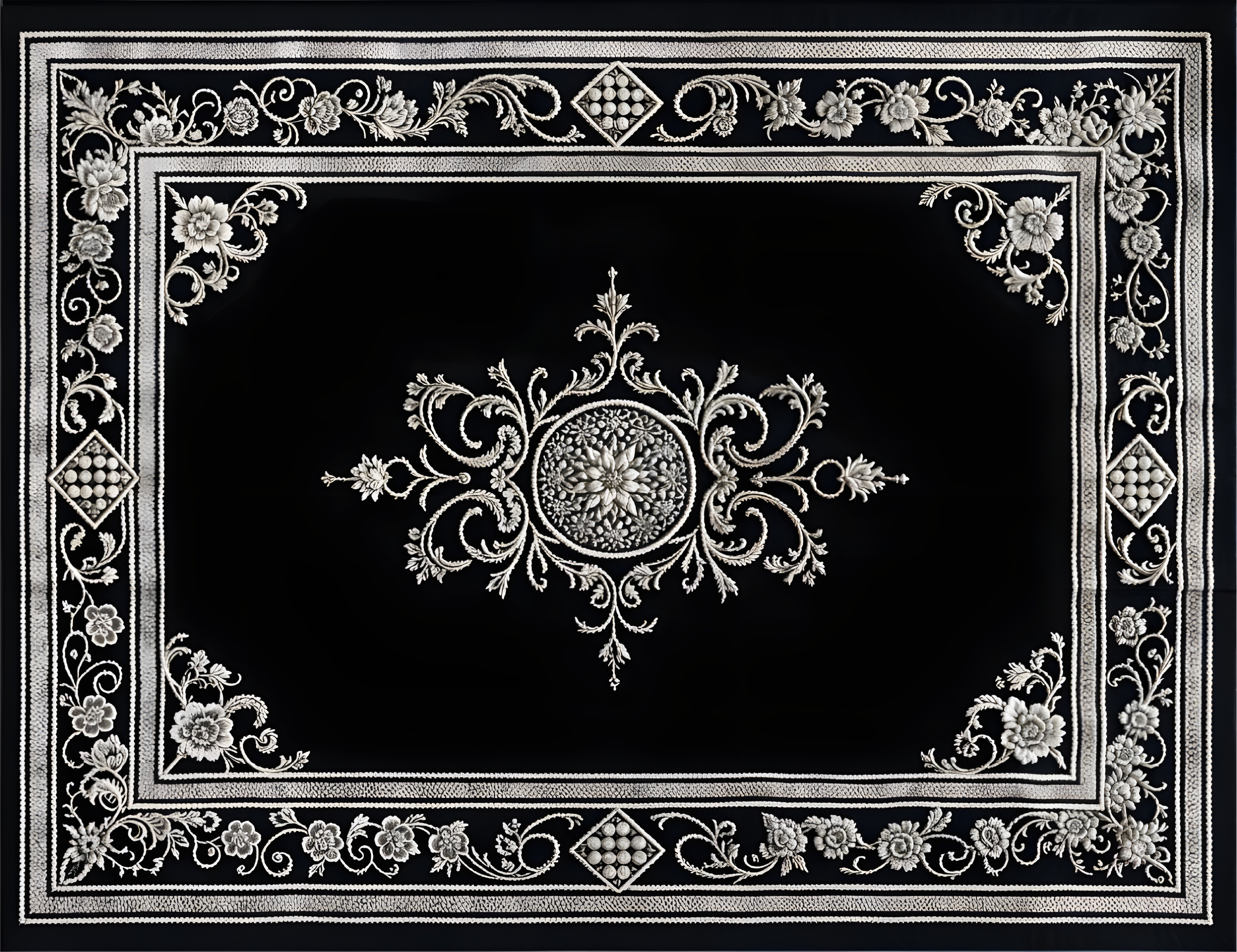 Black vinyl rug with timeless oriental pattern - TenStickers