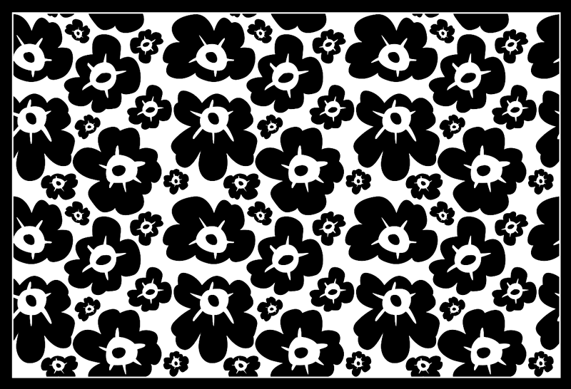 Floral vinyl rug black poppy - TenStickers