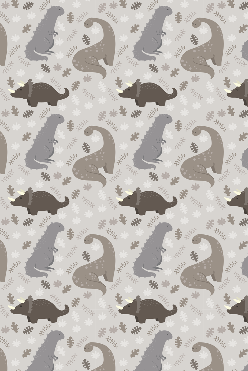 Dinosaurs grey pattern animal vinyl rug - TenStickers