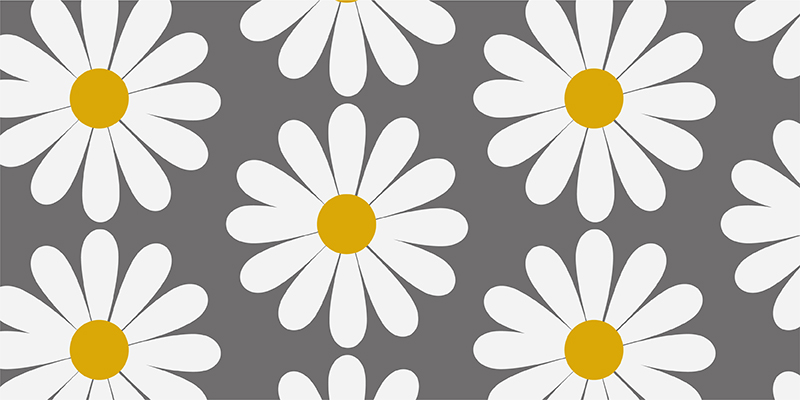 Daisy with a grey background bathroom vinyl rug - TenStickers