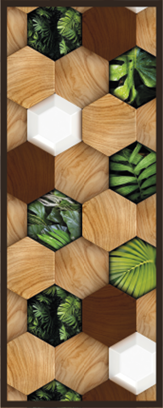 Wood Tropical Hexagons kitchen vinyl rug - TenStickers
