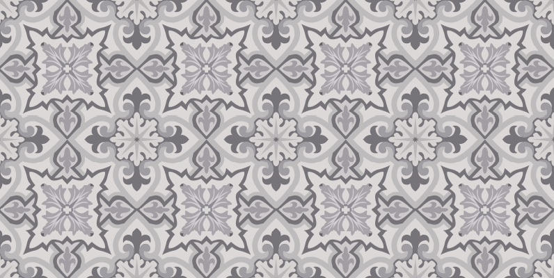 Grey Baroni Kitchen tile vinyl rug - TenStickers