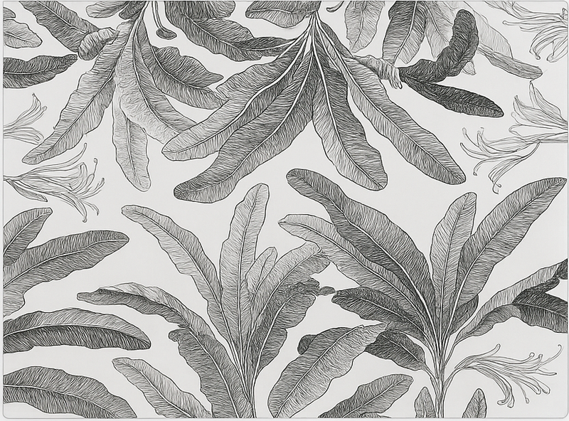 Kitchen vinyl rug in graceful grey palms - TenStickers