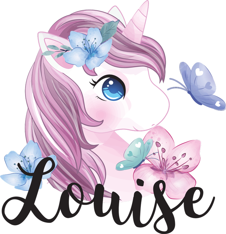 Big eye unicorn with butterfly animal vinyl rug - TenStickers