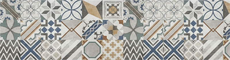 Eclectic geometric patchwork kitchen vinyl rug - TenStickers