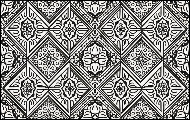 Kitchen vinyl rug bold contrast kaleidoscope design - TenStickers
