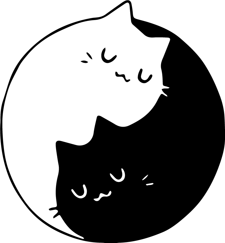 Animal vinyl rug yin yang cats - TenStickers