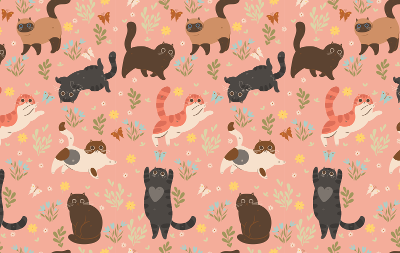 Animal vinyl rug with seamless cat pattern - TenStickers