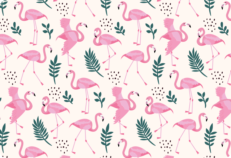 Animal vinyl rug with flamingo and leaf pattern - TenStickers