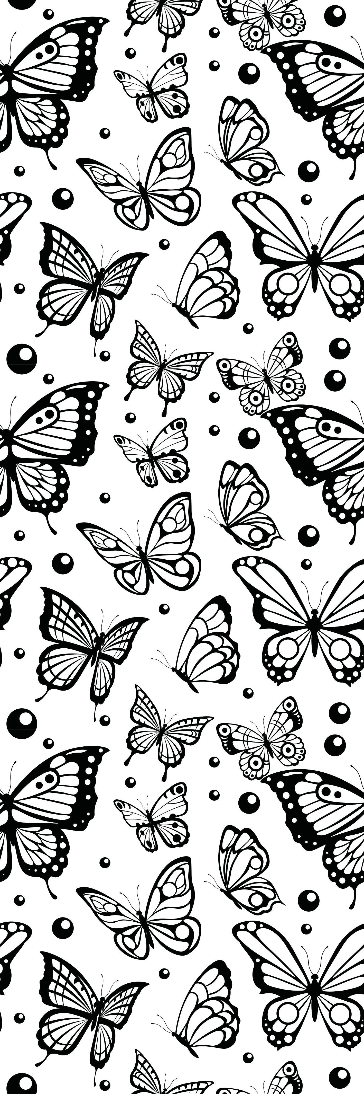 Monochrome butterflies and dots animal vinyl rug - TenStickers