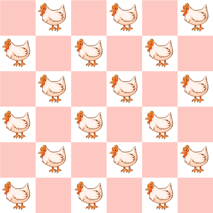 Animal vinyl rug in pink squares with roosters - TenStickers